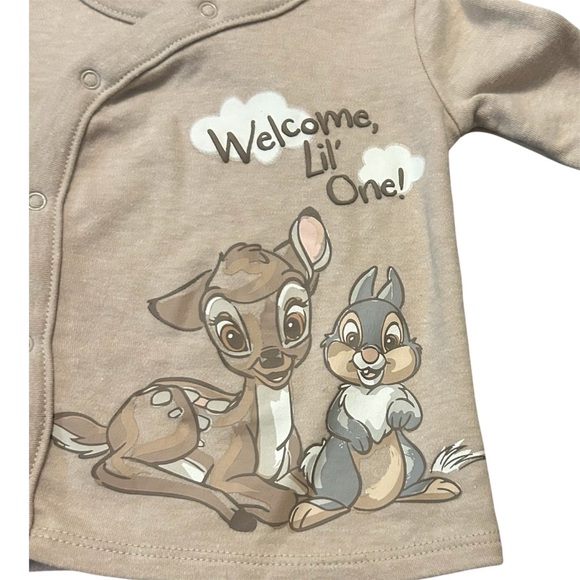 Disney Bambi & Thumper Baby Outfit‎ Set Top & Bib Clothes Neutral Colors - Picture 3 of 5